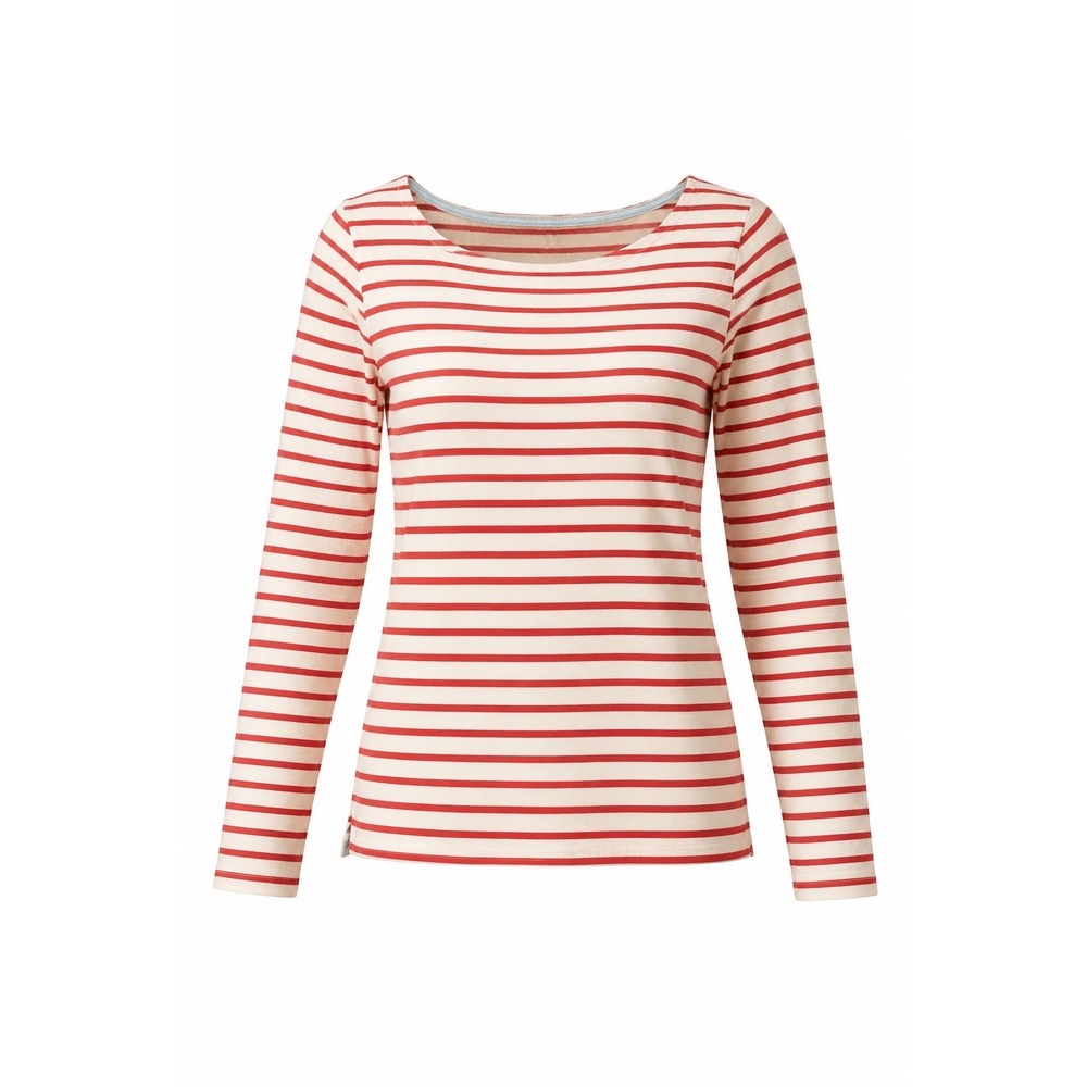 Boden Womens Red White Striped Long Sleeve Cotton Tee Scoop Neck Top US 8